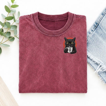 Is He Dead Yet Cat Left Chest Vintage T-shirt – Raspberry