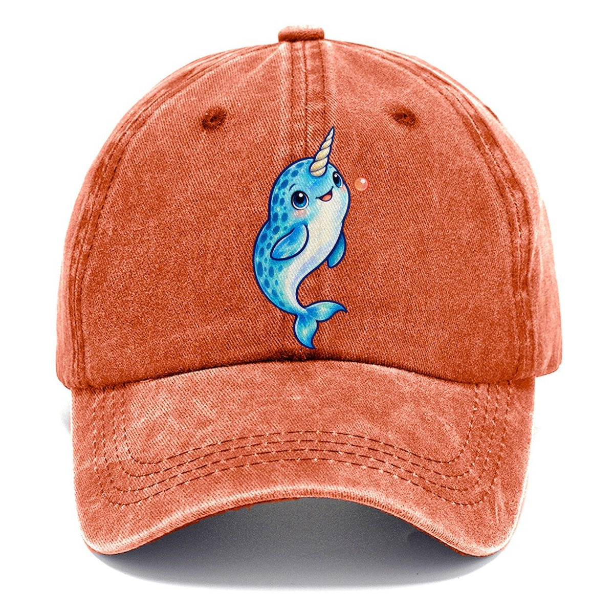 Narwhal Upward Swim Sea Sprite Classic Cap – Terracotta Clay