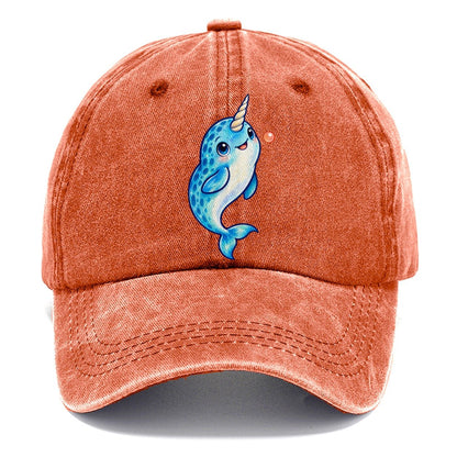 Narwhal Upward Swim Sea Sprite Classic Cap – Terracotta Clay