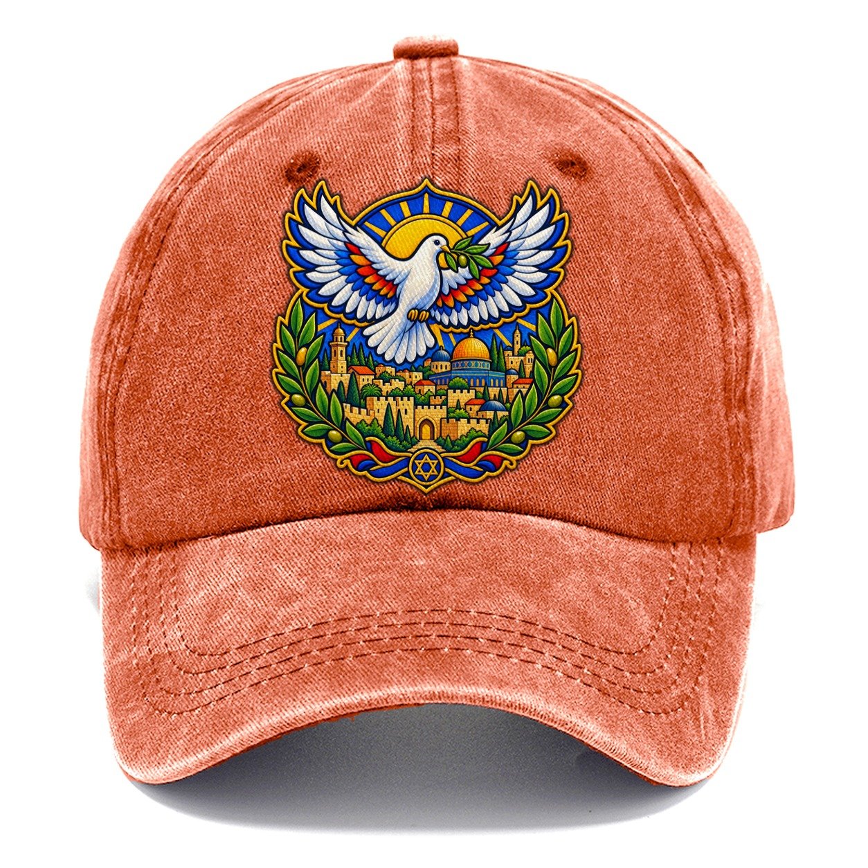 Dove Over The City Jerusalem Classic Cap – Terracotta Clay