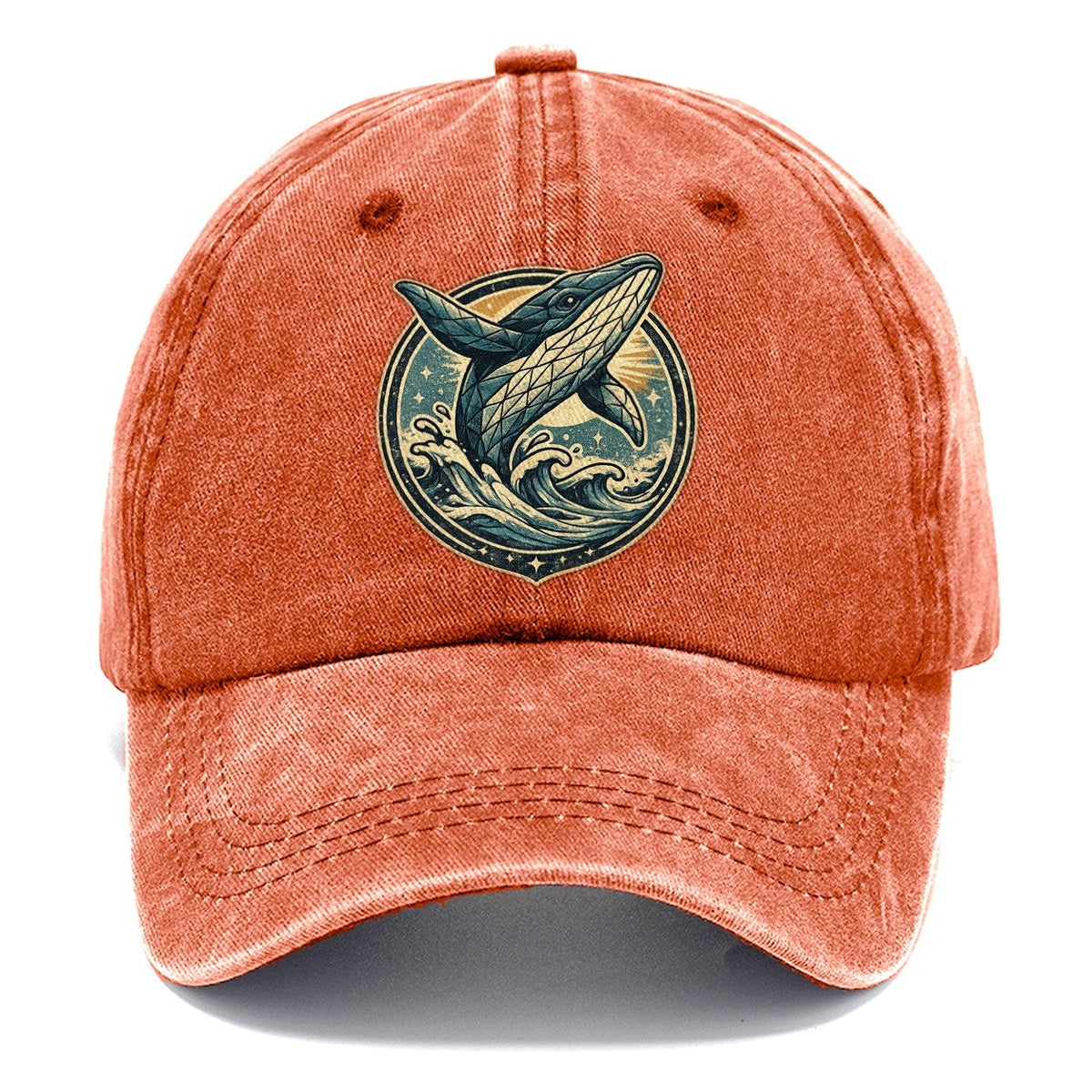 Vintage Whale Ocean Waves Classic Cap – Terracotta Clay