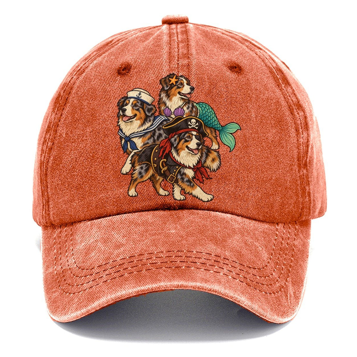 3 Australian Shepherds In Halloween Costumes Hdp 31 Parade Lineup Halloween Dog Parade Classic Cap – Terracotta Clay