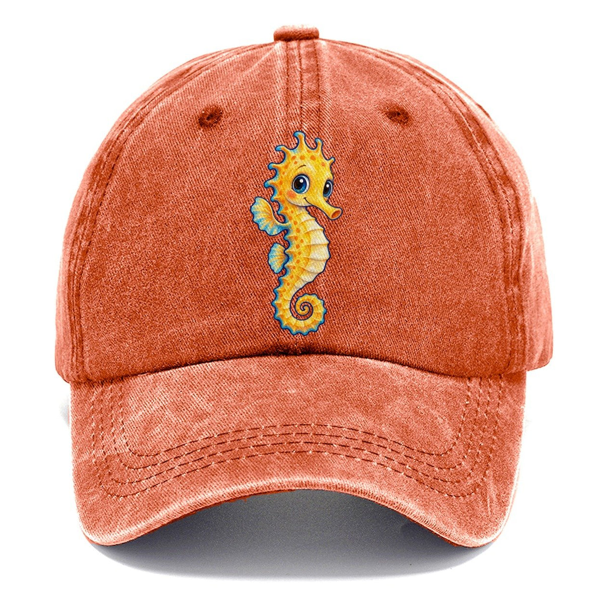 Seahorse Vertical Hello Sea Sprite Classic Cap – Terracotta Clay