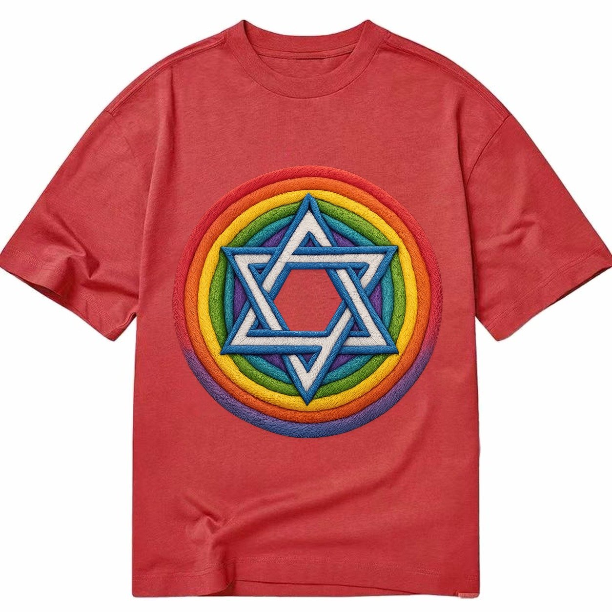 Rainbow Star Of David C8d987 Classic T-shirt – Red