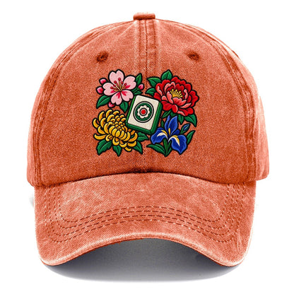 Flower Season Mahjong Game Night Classic Cap – Terracotta Clay