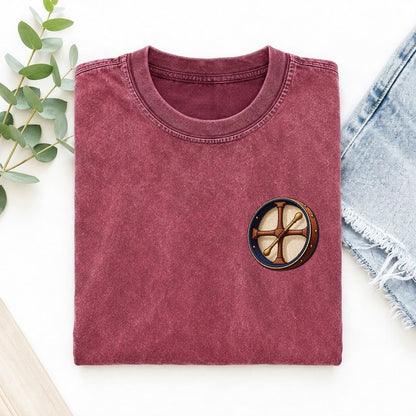Bodhran Cross Grip Left Chest Vintage T-shirt – Raspberry