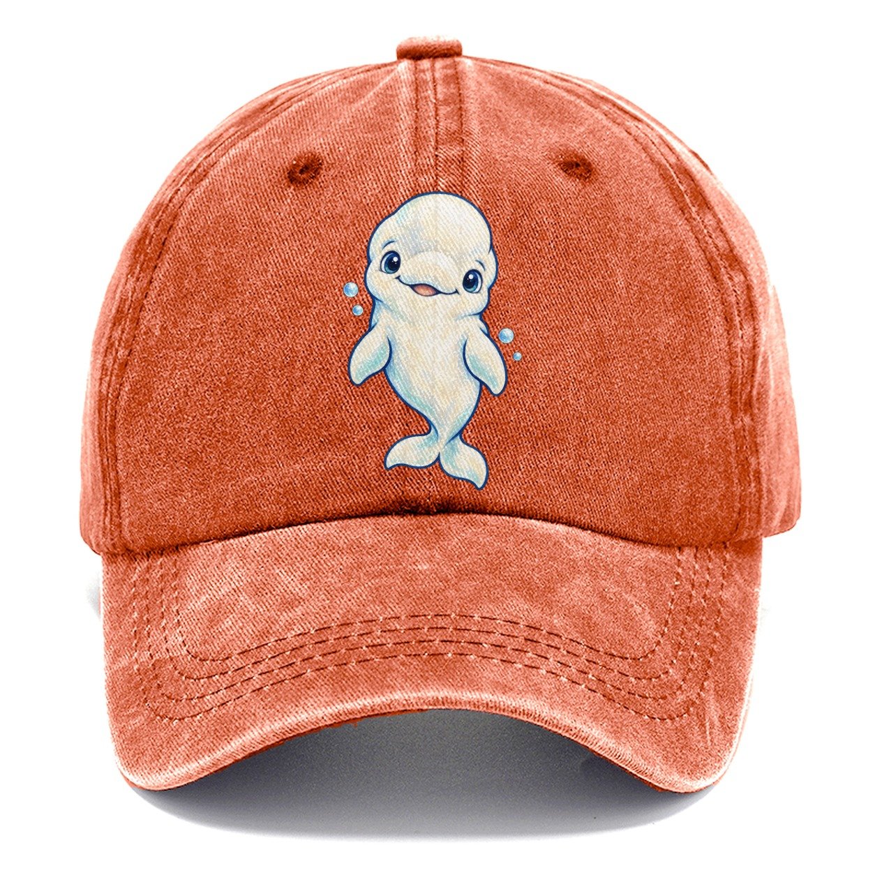 Beluga Whale Front Smile Sea Sprite Classic Cap – Terracotta Clay