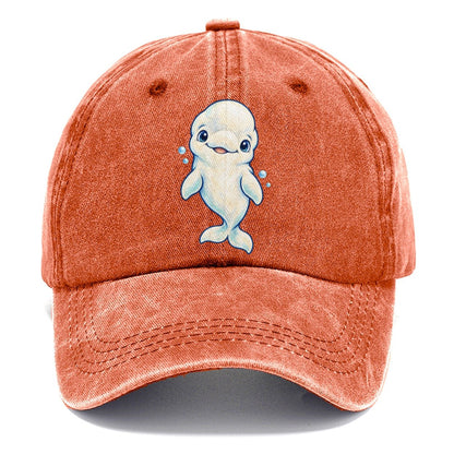 Beluga Whale Front Smile Sea Sprite Classic Cap – Terracotta Clay