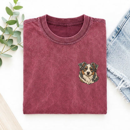 Aussie Collar Curve Keepsake Emblem Left Chest Vintage T-shirt – Raspberry