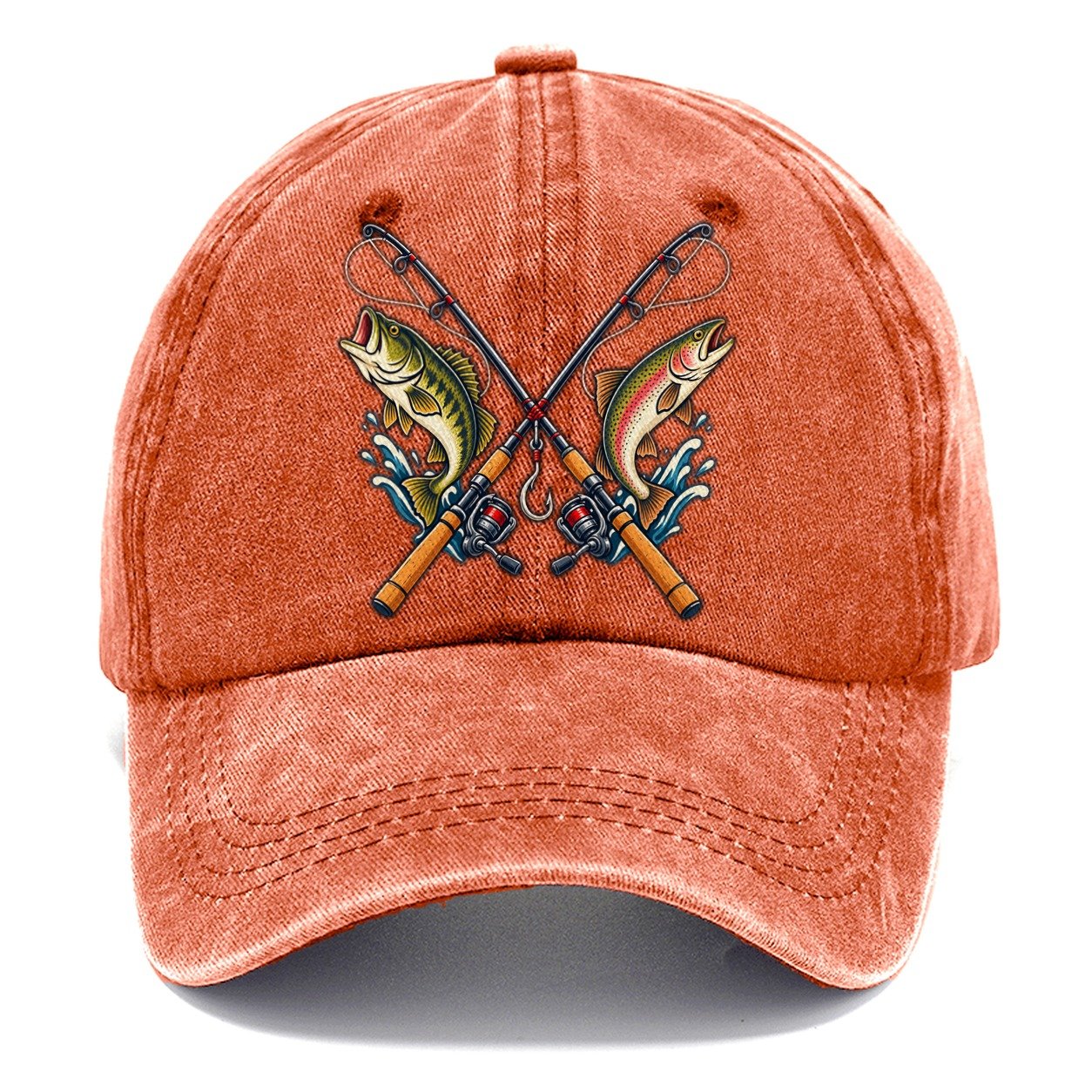 Crossed Rods Fishing Elegant Classic Cap – Terracotta Clay