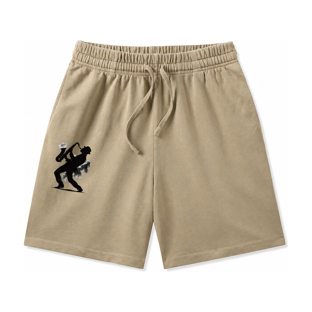 Saxophonist Playing Jazz In Smoky Room Washed Shorts – Khaki