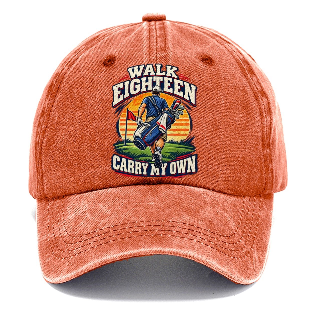 Walk Eighteen Carry My Own Golf Life Classic Cap – Terracotta Clay