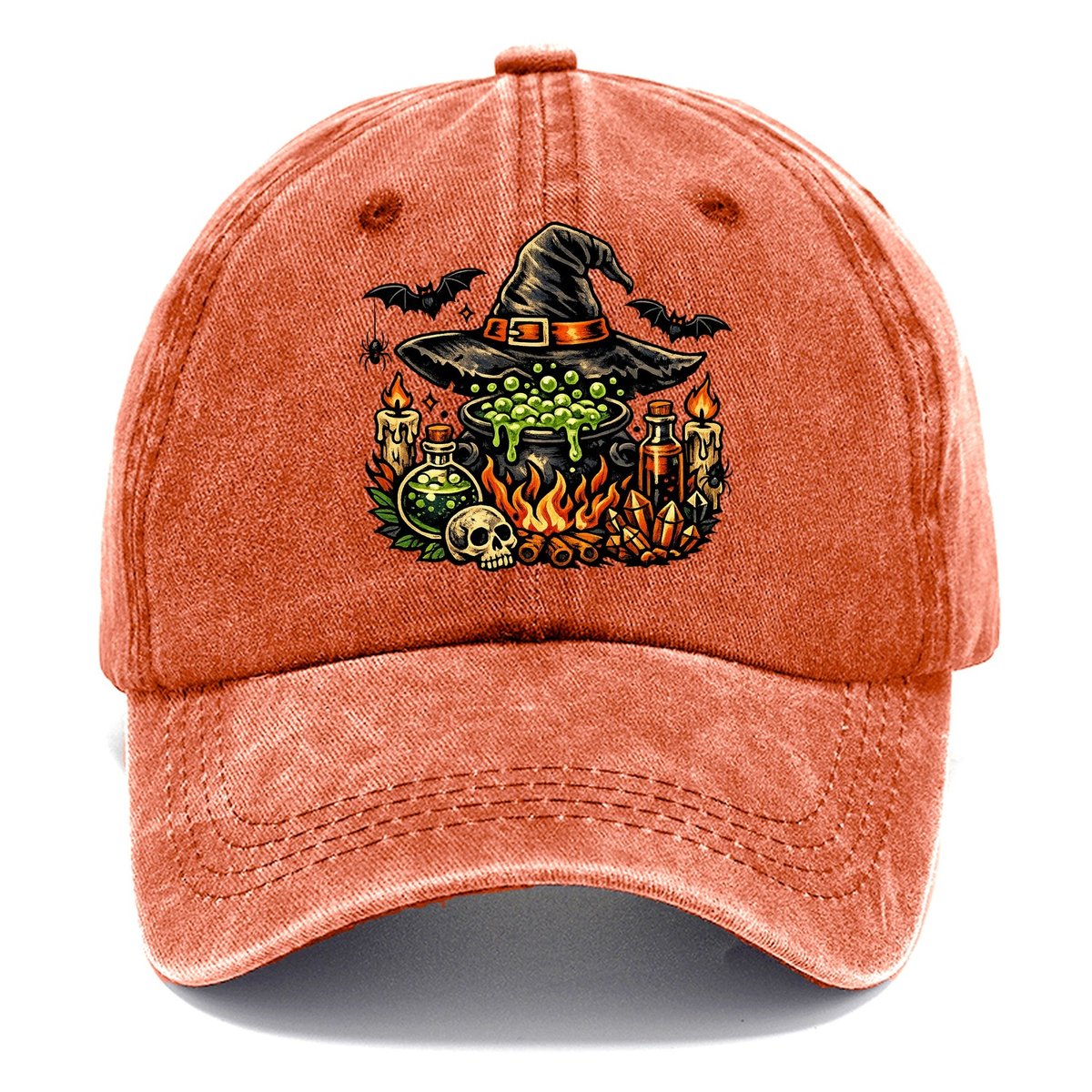 Witch Cauldron Skull Hat Classic Cap – Terracotta Clay