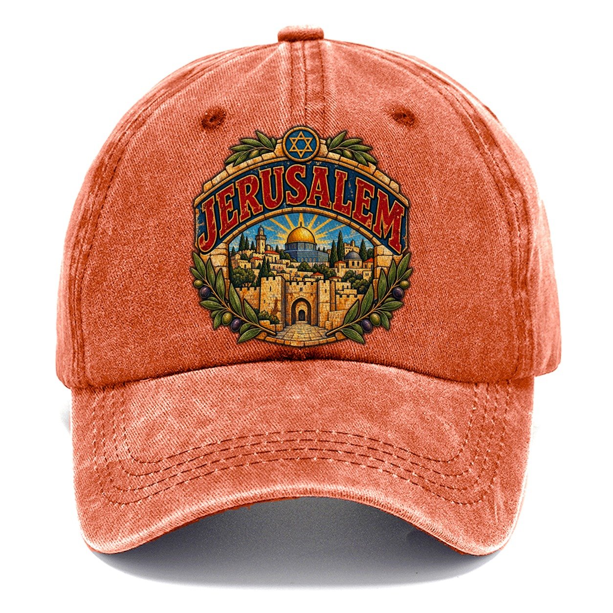 Holy City Arch Lettering Jerusalem Classic Cap – Terracotta Clay