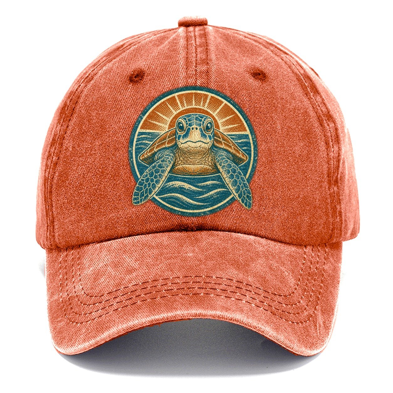 Vintage Sea Turtle Sunrise Classic Cap – Terracotta Clay