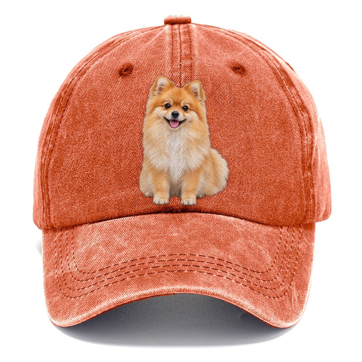 Pomeranian Sitting Top Breeds Classic Cap – Terracotta Clay