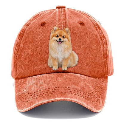 Pomeranian Sitting Top Breeds Classic Cap – Terracotta Clay