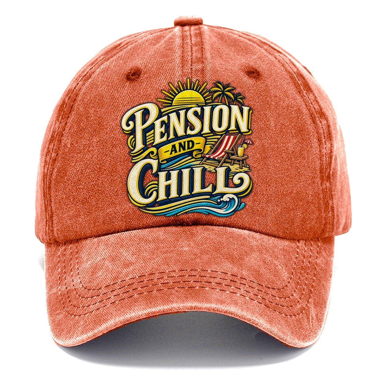 Pension And Chill Retired Living Classic Cap – Terracotta Clay