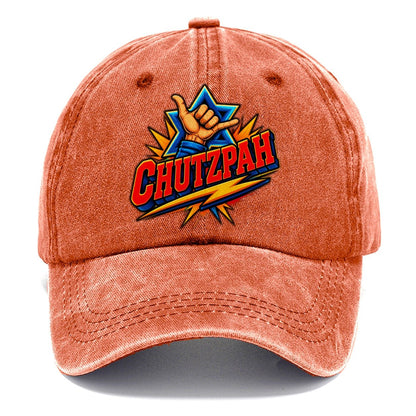 Chutzpah Attitude Judaism Heritage Classic Cap – Terracotta Clay