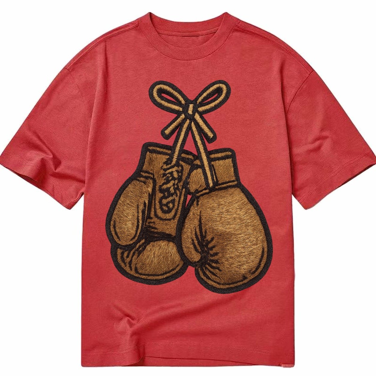 Boxing Gloves Vintage Leather Boxing Gloves With Laces Cross Classic T-shirt – Red
