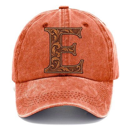 Tooled Leather E Monogram Classic Cap – Terracotta Clay