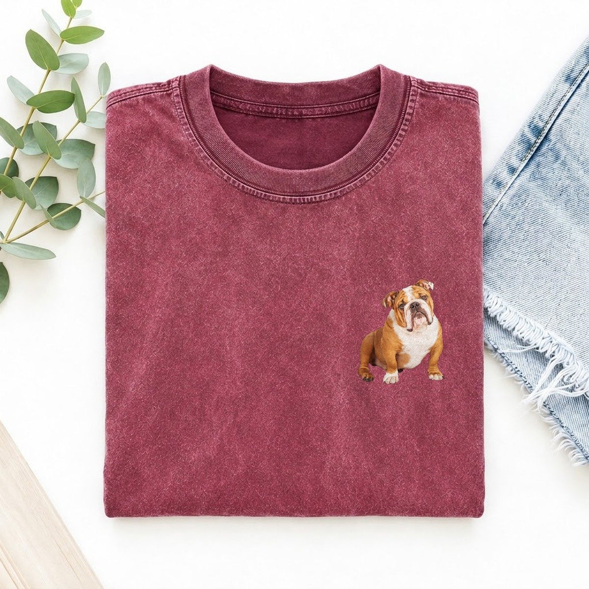 Bulldog Left Chest Vintage T-shirt – Raspberry