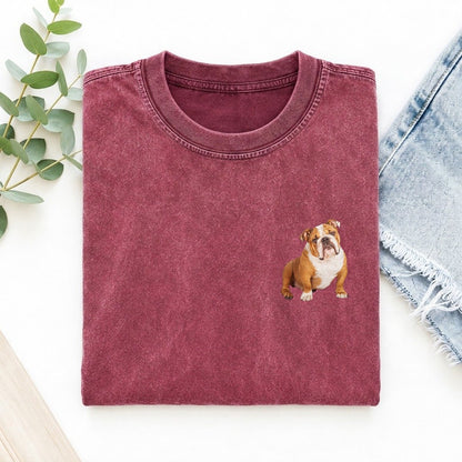 Bulldog Left Chest Vintage T-shirt – Raspberry