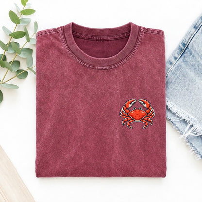 Scarlet Crab Left Chest Vintage T-shirt – Raspberry