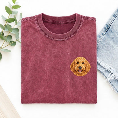 Goldendoodle Left Chest Vintage T-shirt – Raspberry