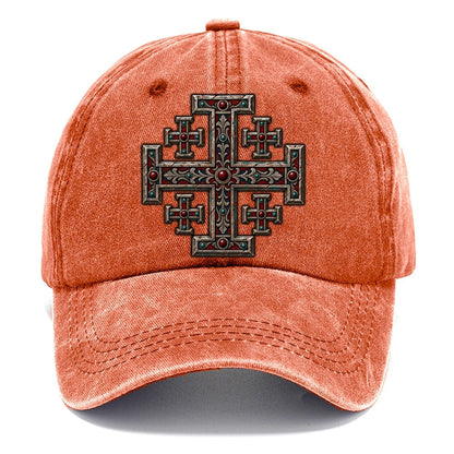 Engraved Silver Reliquary Panel Jerusalem Cross Classic Cap – Terracotta Clay