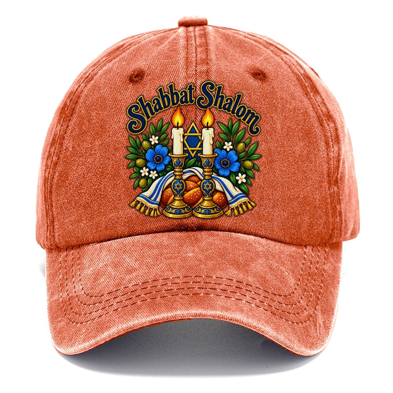 Shabbat Shalom Candles Judaism Heritage Classic Cap – Terracotta Clay