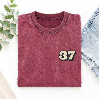 Number 37 Left Chest Vintage T-shirt – Raspberry