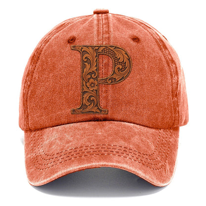 Tooled Leather P Monogram Classic Cap – Terracotta Clay