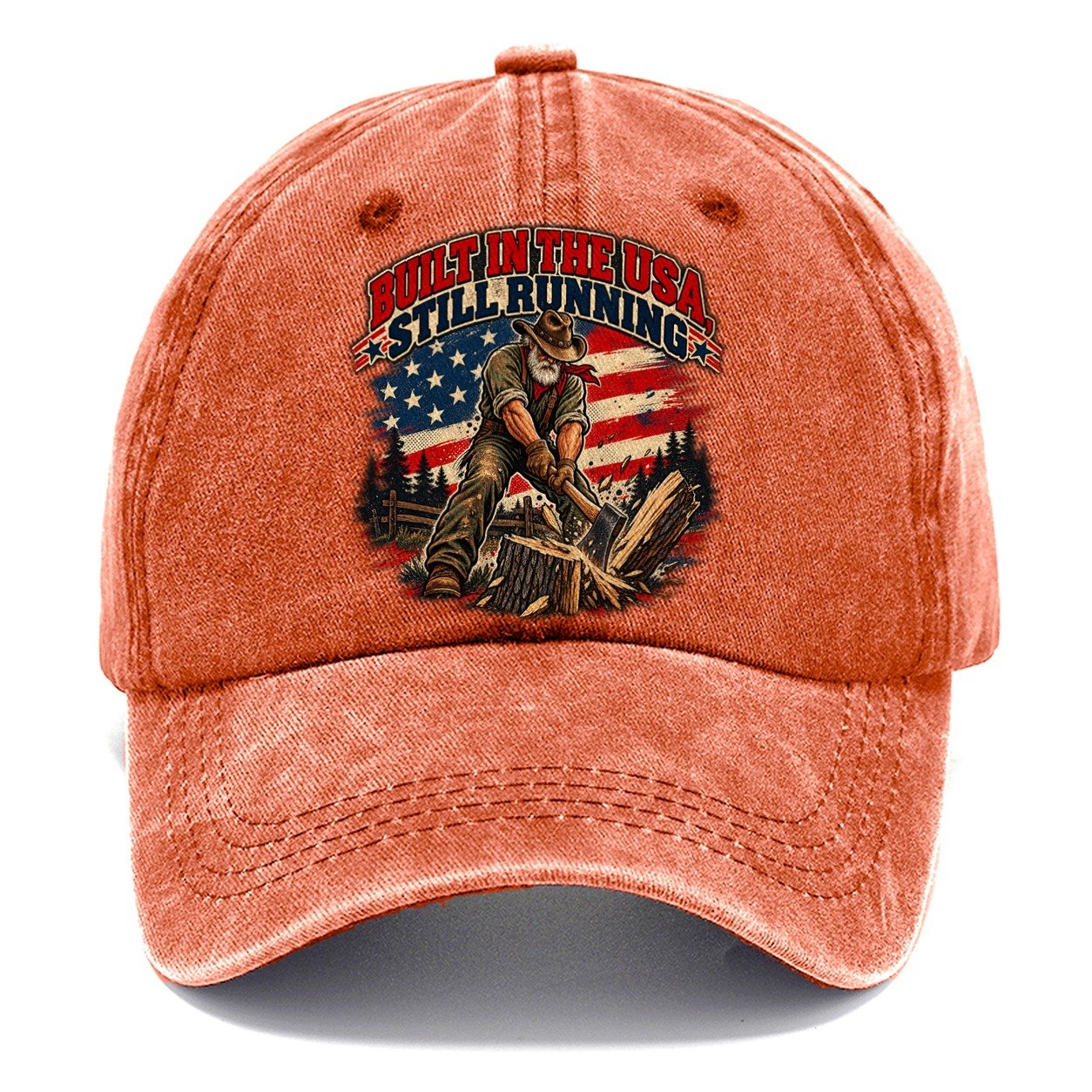 Built In The Usa Still Running Old Man Strong Classic Cap – Terracotta Clay