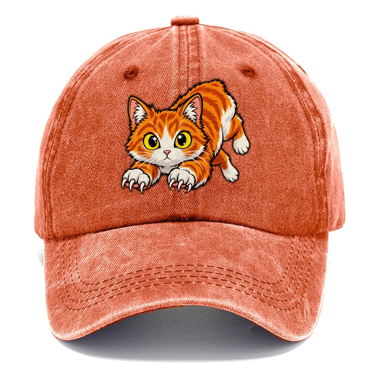 Manx Hopping Peeking Cats Classic Cap – Terracotta Clay