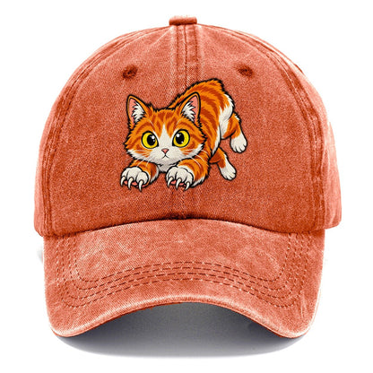 Manx Hopping Peeking Cats Classic Cap – Terracotta Clay