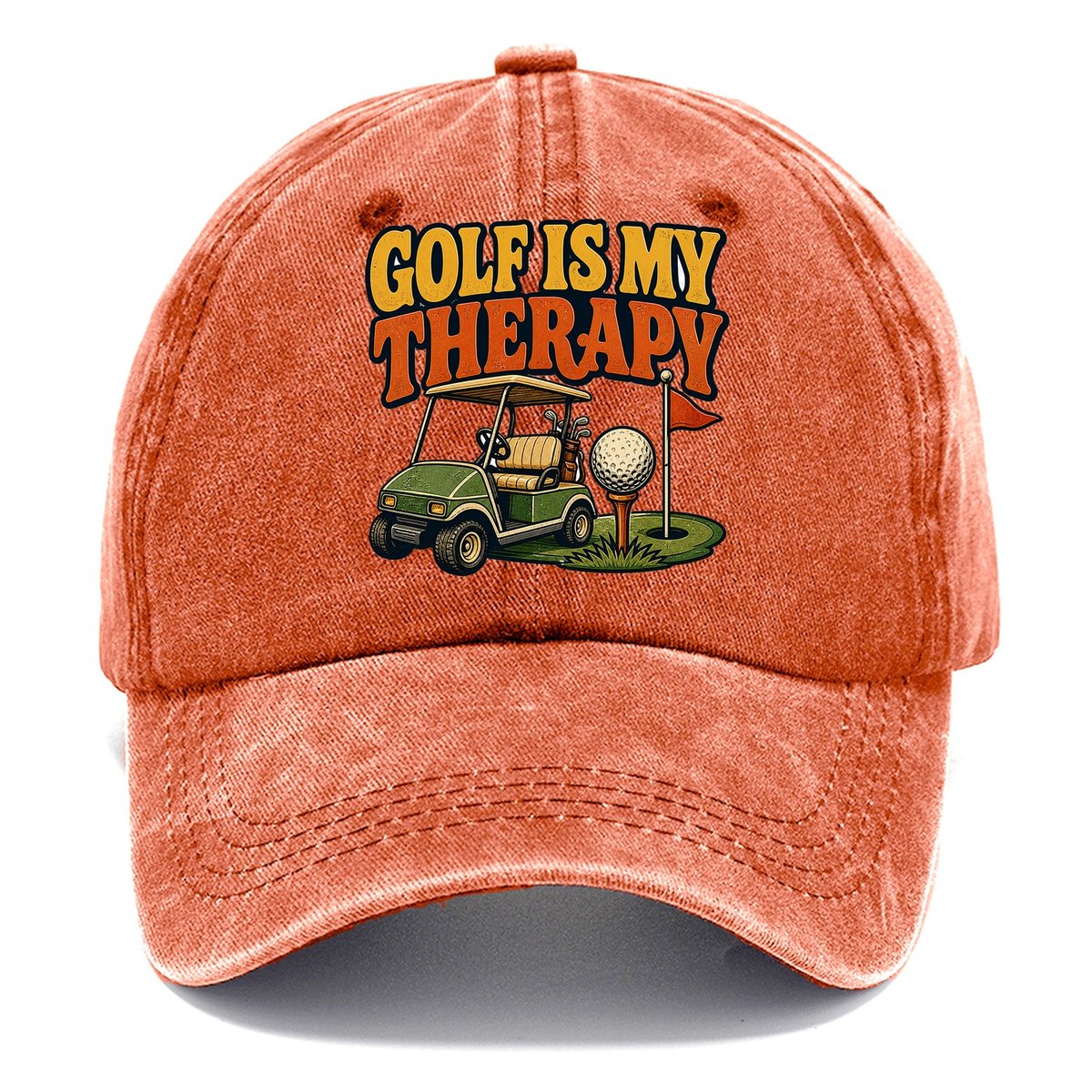 Golf Is My Therapy Classic Cap – Terracotta Clay