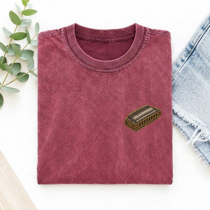 Harmonica Left Chest Vintage T-shirt – Raspberry