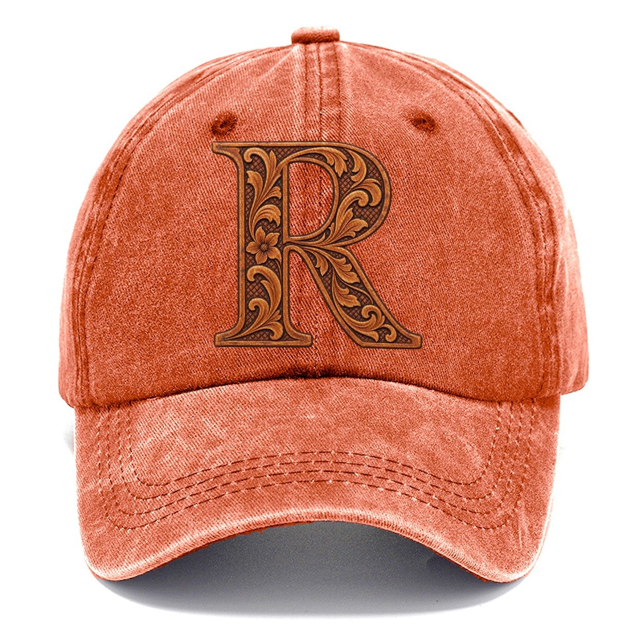 Tooled Leather R Monogram Classic Cap – Terracotta Clay