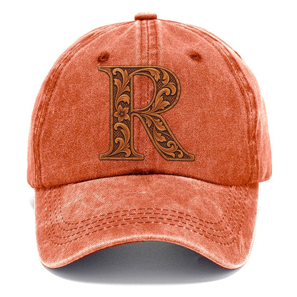 Tooled Leather R Monogram Classic Cap – Terracotta Clay