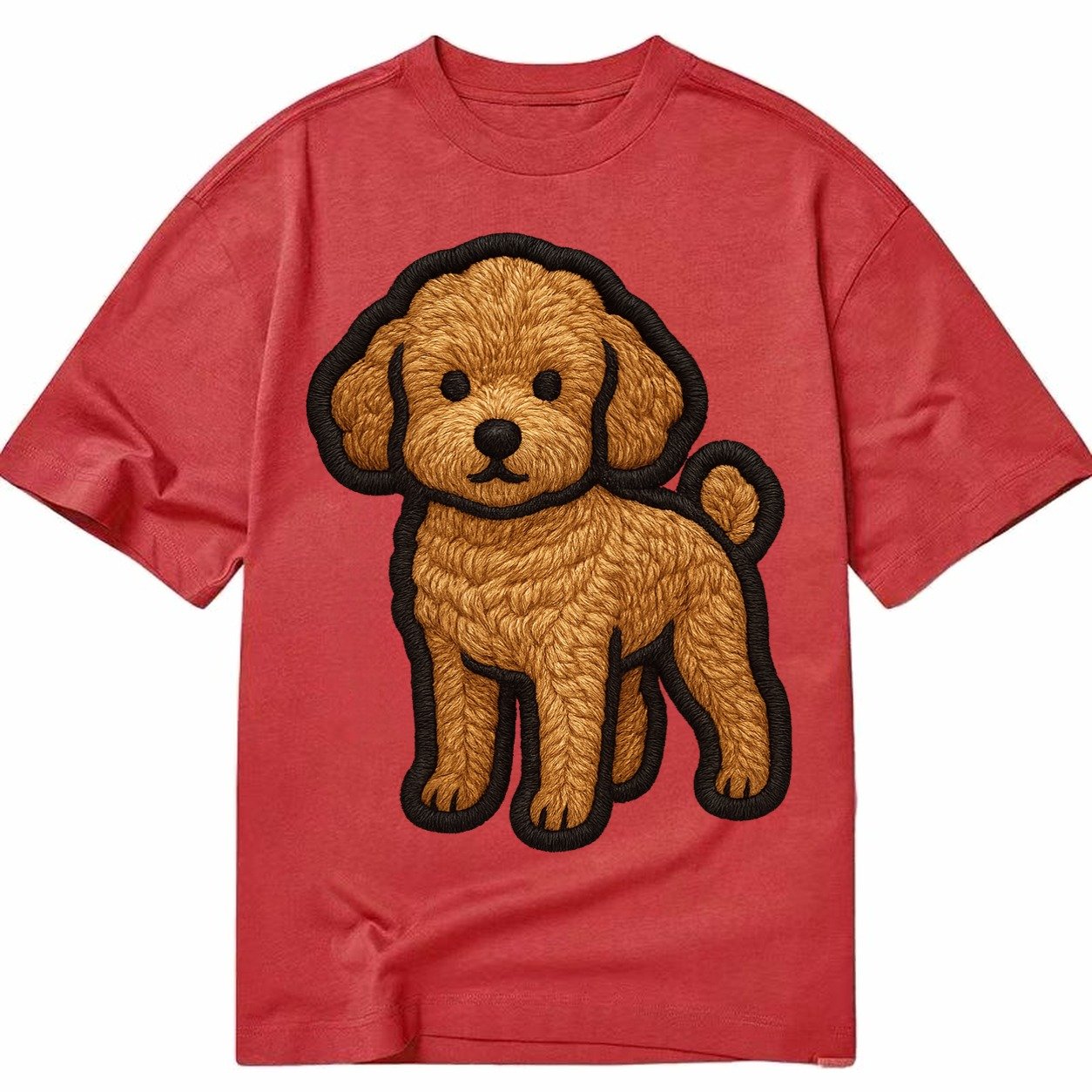 Toy Poodle Trendy Miniature Design With Thick Black Outline Classic T-shirt – Red