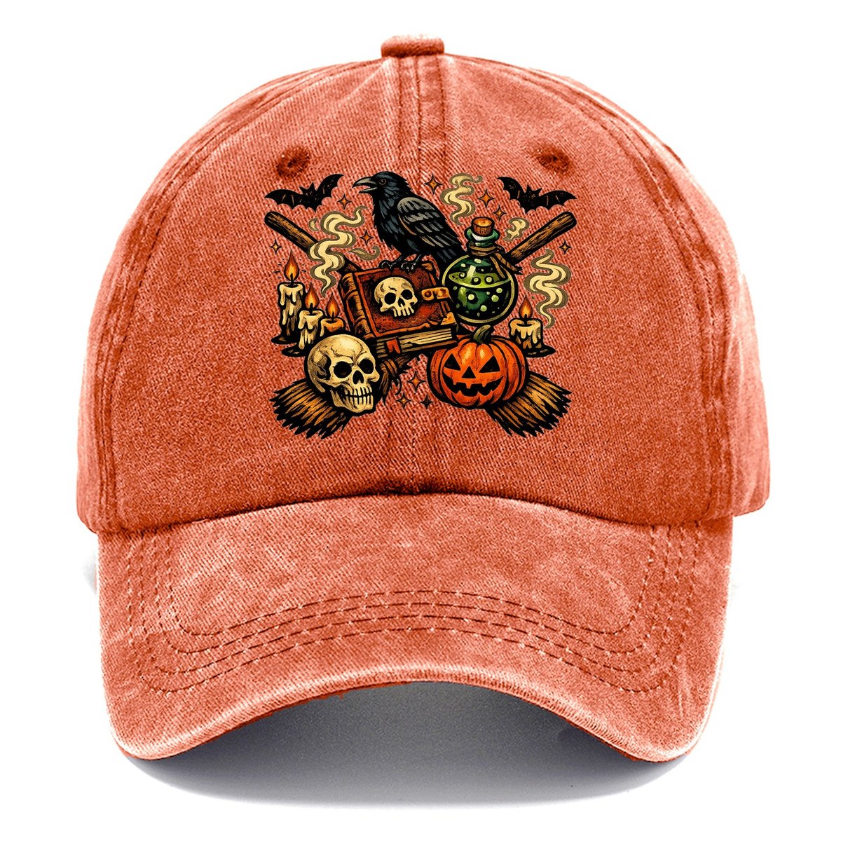 Vintage Witch Spellbook Raven Classic Cap – Terracotta Clay