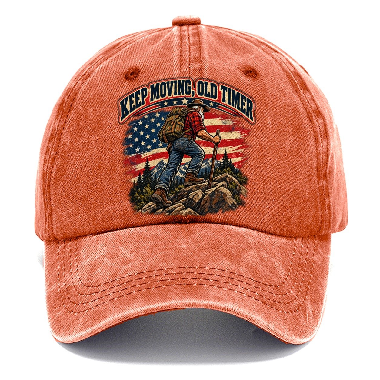 Keep Moving Old Timer Old Man Strong Classic Cap – Terracotta Clay