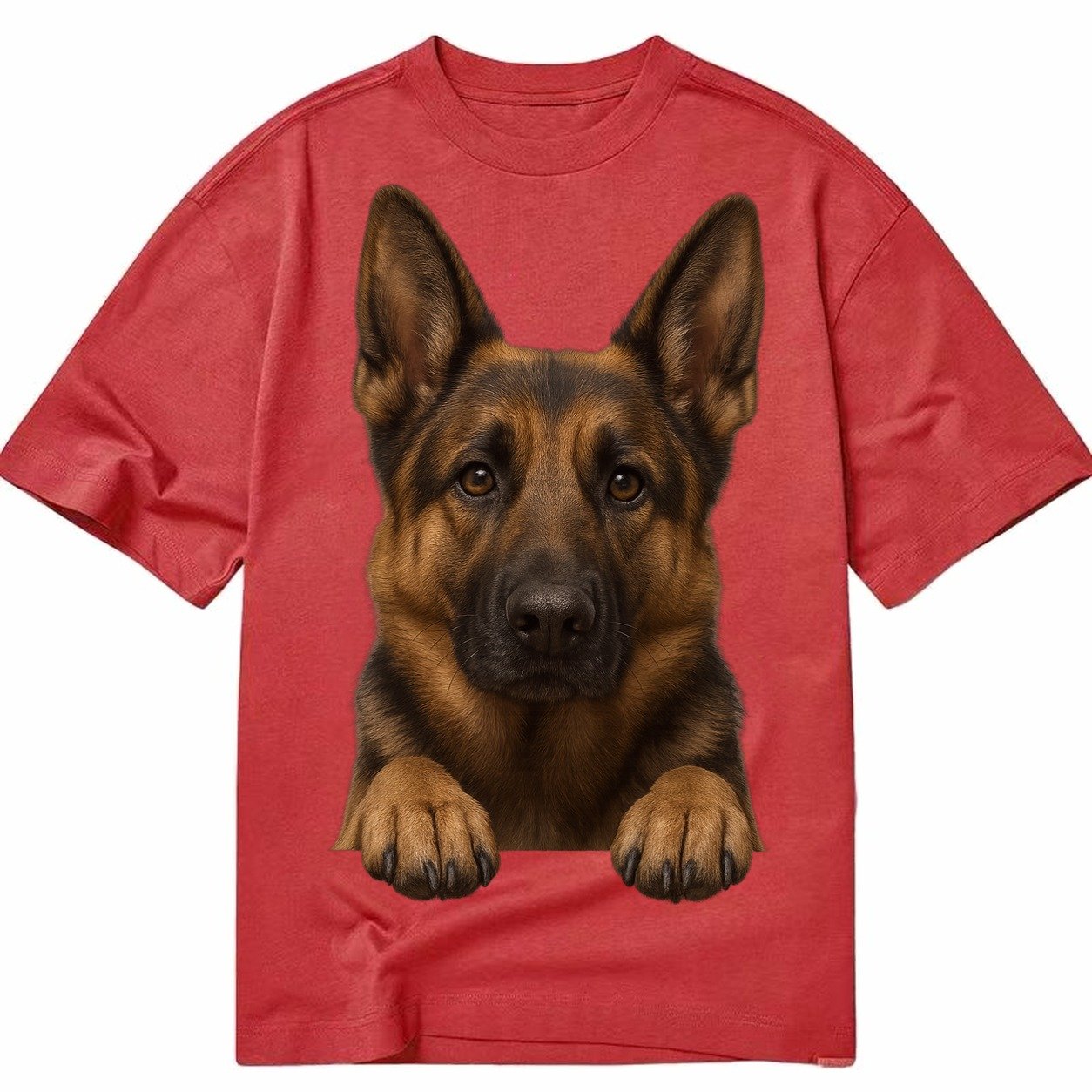 German Shepherd Alert Pointed Ears Intelligent Brown Eyes Bl Classic T-shirt – Red