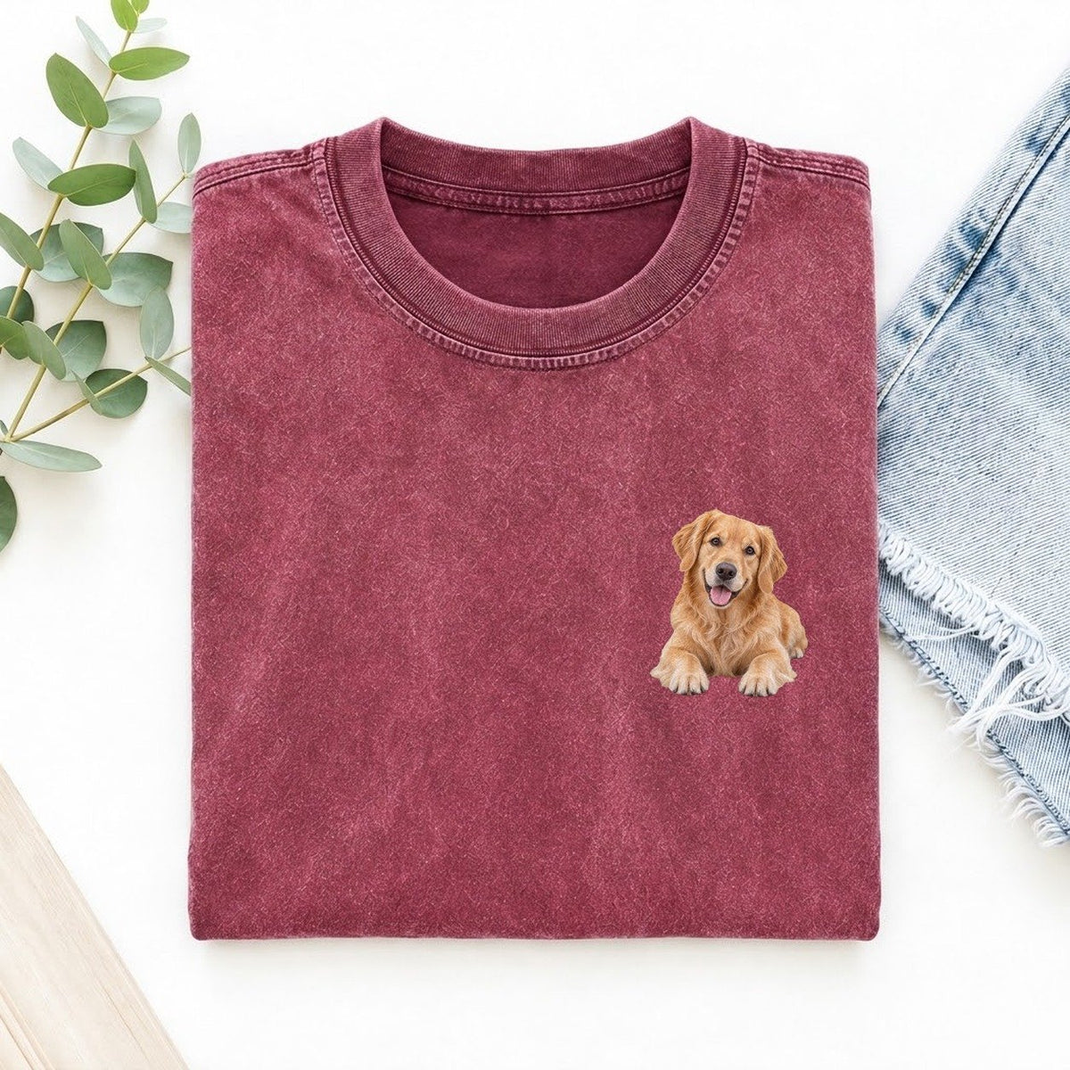 Golden Retriever Head Tilt Left Chest Vintage T-shirt – Raspberry