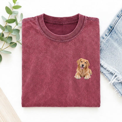 Golden Retriever Head Tilt Left Chest Vintage T-shirt – Raspberry
