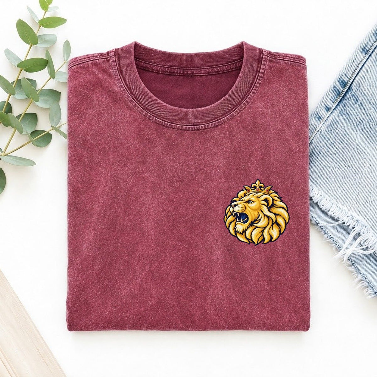 Lion Of Judah Left Chest Vintage T-shirt – Raspberry