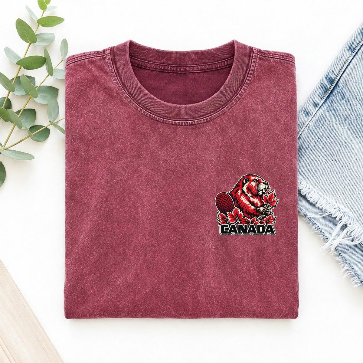 Canada Country Pride Left Chest Vintage T-shirt – Raspberry