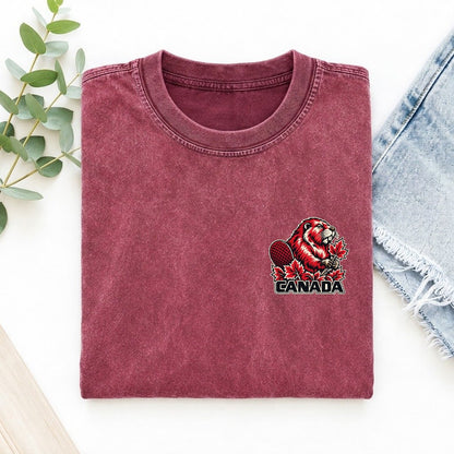 Canada Country Pride Left Chest Vintage T-shirt – Raspberry