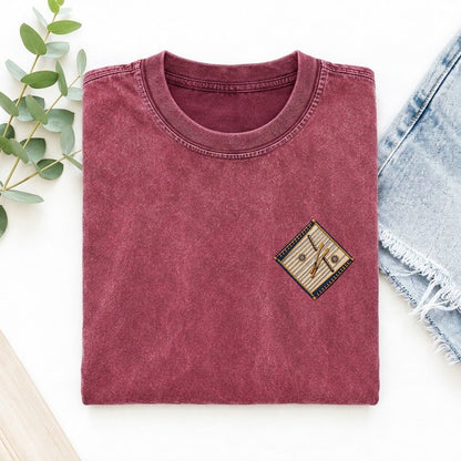 Dulcimer Hammer Pair Left Chest Vintage T-shirt – Raspberry